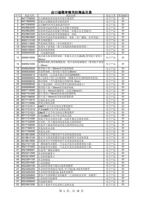 出口退税审核关注商品目录(1)