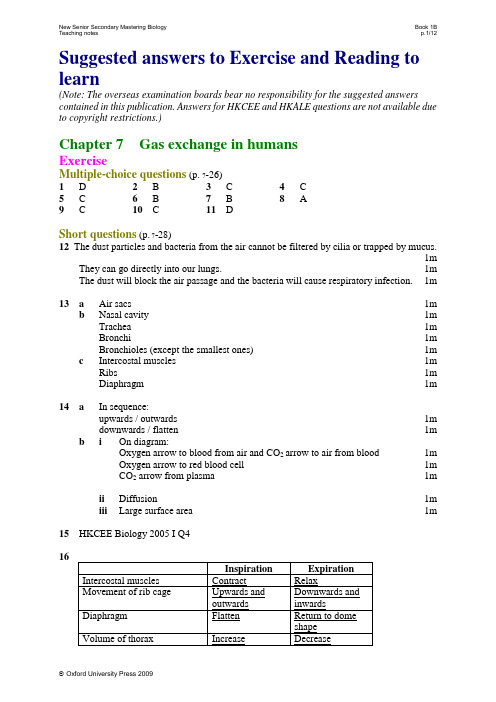 NSS Mastering Biology Suggested Answer Book 1B (eng)