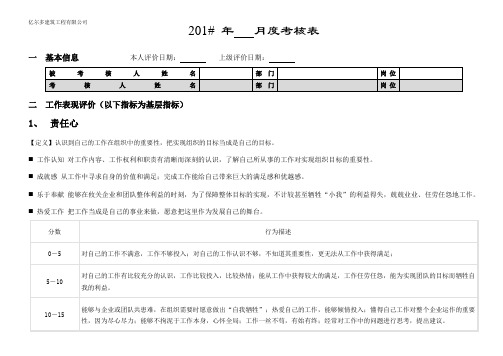 月度考核指标评比详细(基层指标)