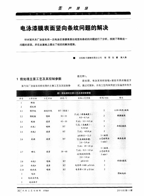 电泳漆膜表面竖向条纹问题的解决