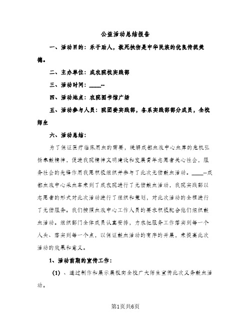 公益活动总结报告（2篇）