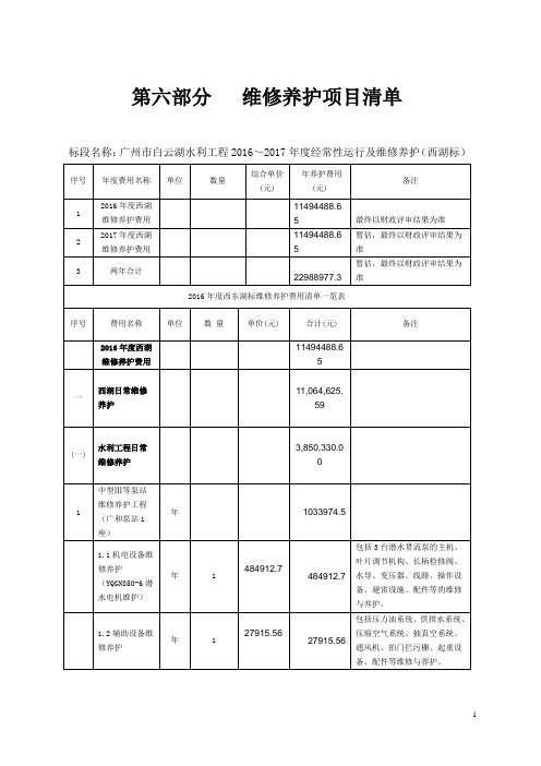 第六部分维修养护项目清单