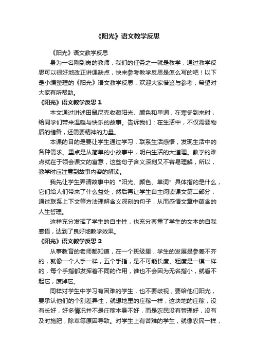 《阳光》语文教学反思