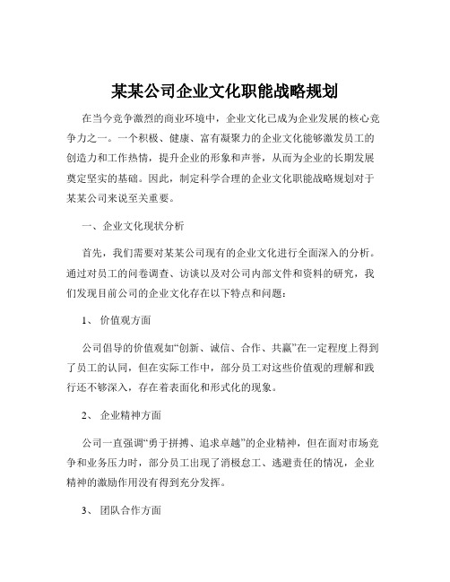 某某公司企业文化职能战略规划