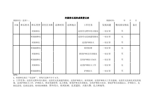 村级林长巡林成果登记表