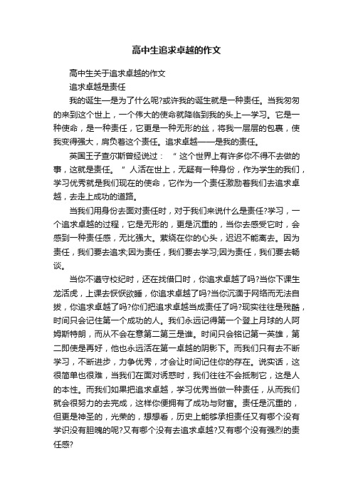 高中生关于追求卓越的作文