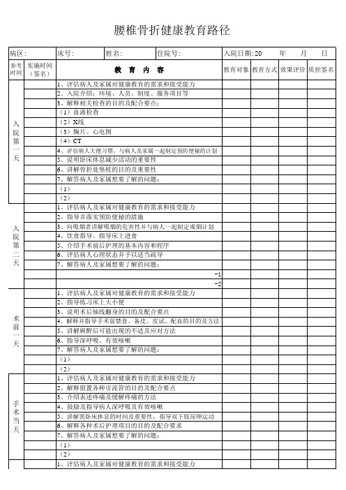 腰椎骨折健康教育路径(1)