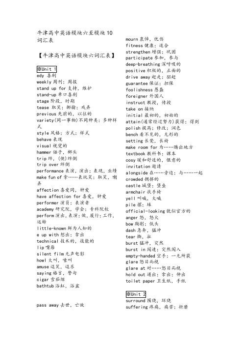 牛津高中英语词汇模块6-10词汇(选修)