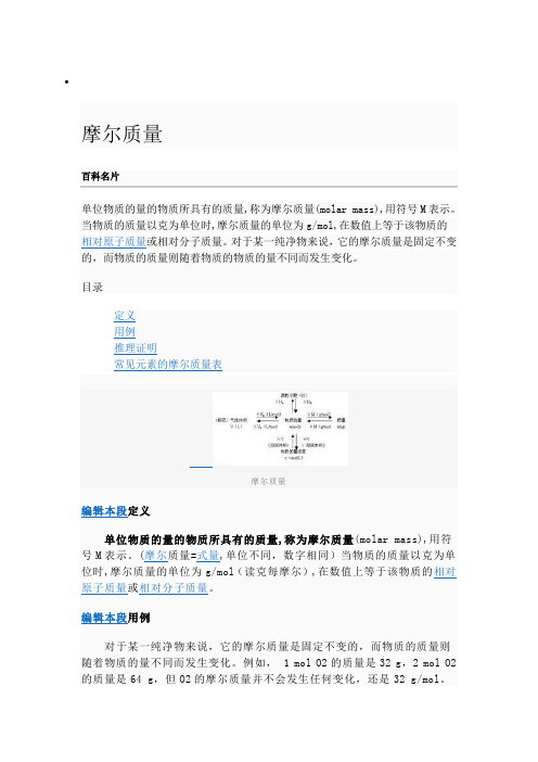 常见元素摩尔质量表1-82