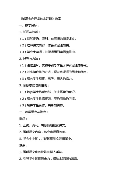 《铺满金色巴掌的水泥道》教案