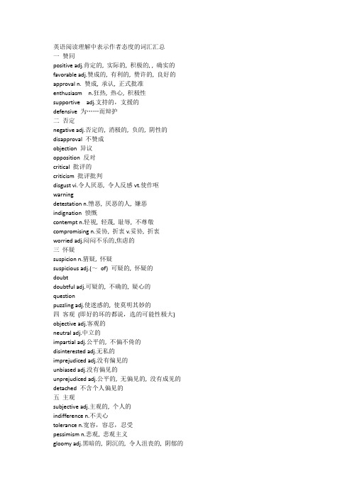 考研英语阅读观点态度词汇完整版