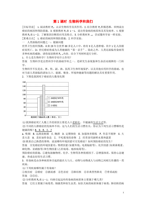 高中生物第一章第1课时生物科学和我们课时作业苏教版必修1