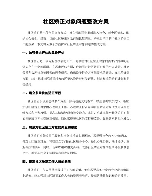 社区矫正对象问题整改方案