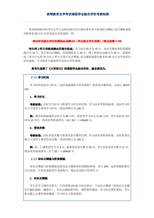 网络助学的考生学业综合评价考核细则