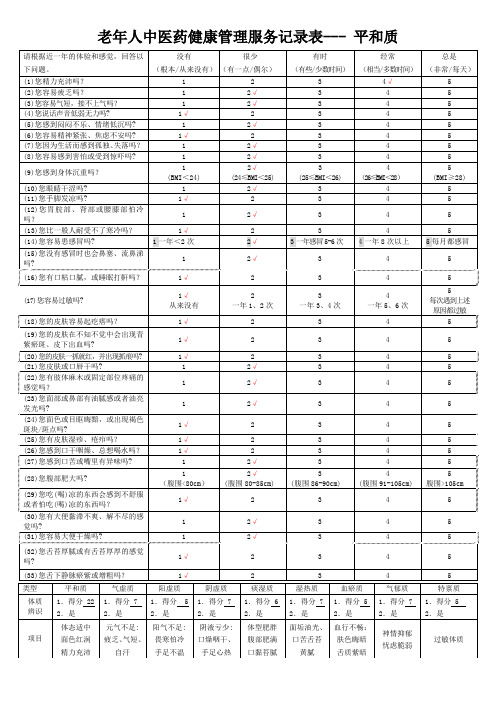 老年人中医药健康管理服务记录表填写指南