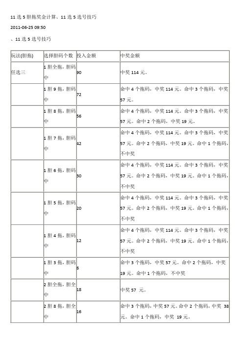 十一运夺金胆拖奖金计算