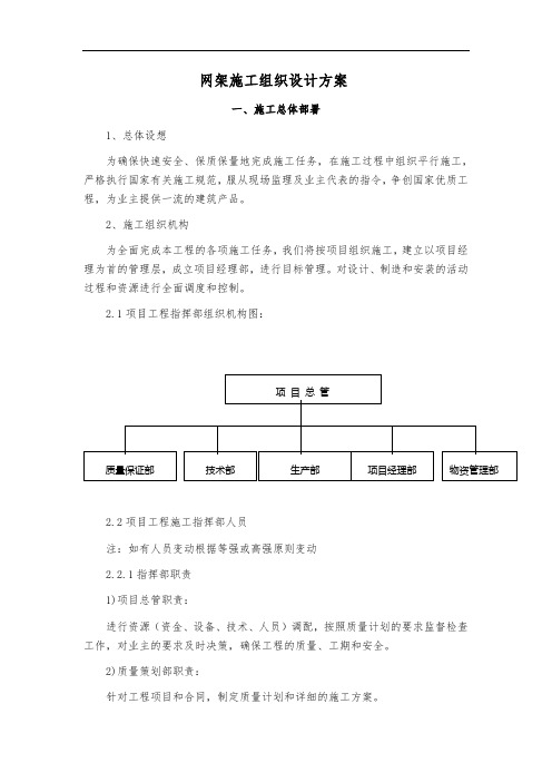 网架施工组织设计方案