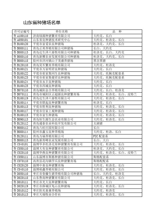 山东省种猪场名单