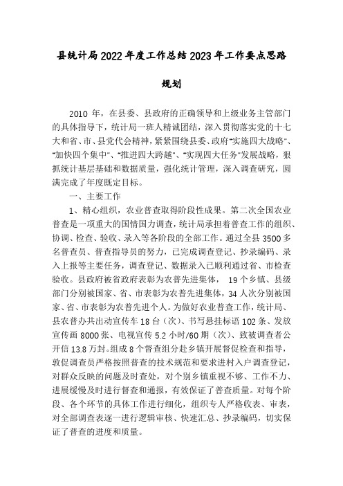 县统计局2022年度工作总结2023年工作要点思路规划