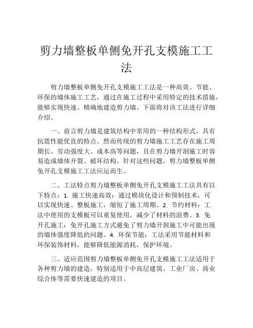 剪力墙整板单侧免开孔支模施工工法(2)