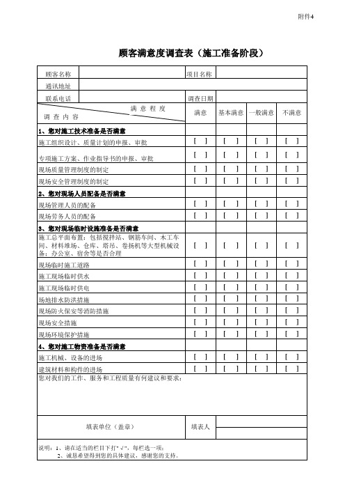 建筑工程顾客满意度调查表