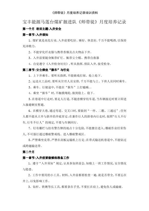 《师带徒》月度培养记录培训资料