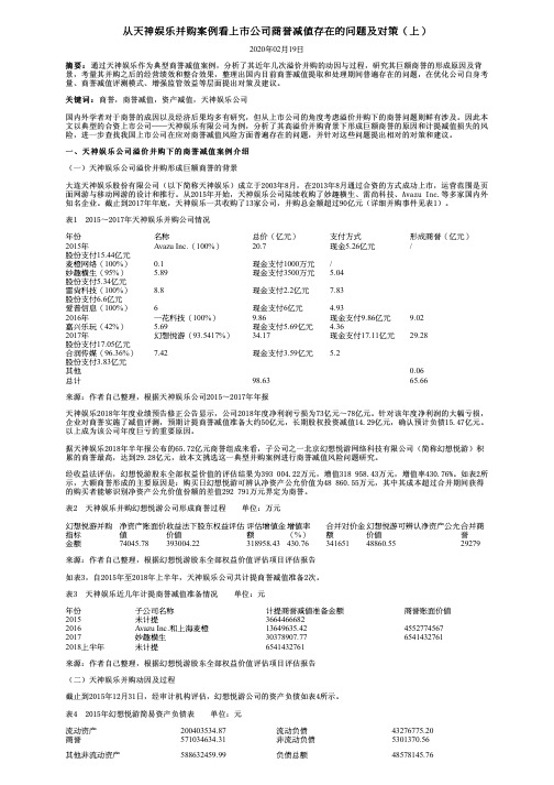 从天神娱乐并购案例看上市公司商誉减值存在的问题及对策(上)