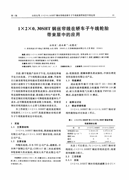1×2×0.30SHT钢丝帘线在轿车子午线轮胎带束层中的应用