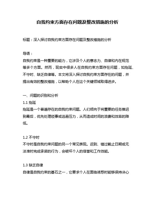 自我约束方面存在问题及整改措施的分析