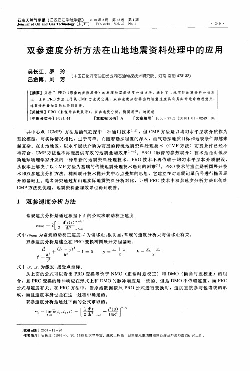 双参速度分析方法在山地地震资料处理中的应用