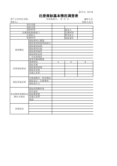 注册商标基本情况调查表