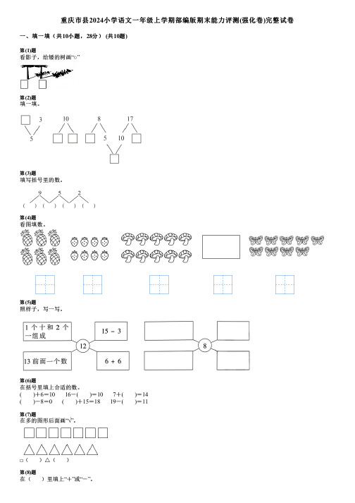 重庆市县2024小学数学一年级上学期部编版期末能力评测(强化卷)完整试卷