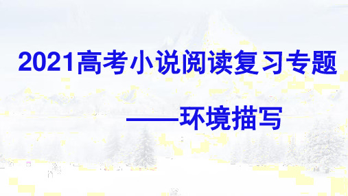 2021届高考语文小说复习小说的环境