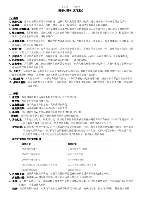 变态心理学复习资料(考试重点)