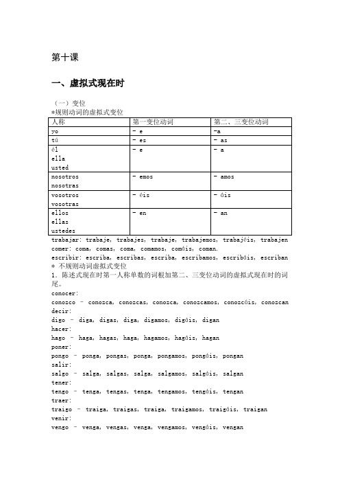 现代西班牙语第十课讲义