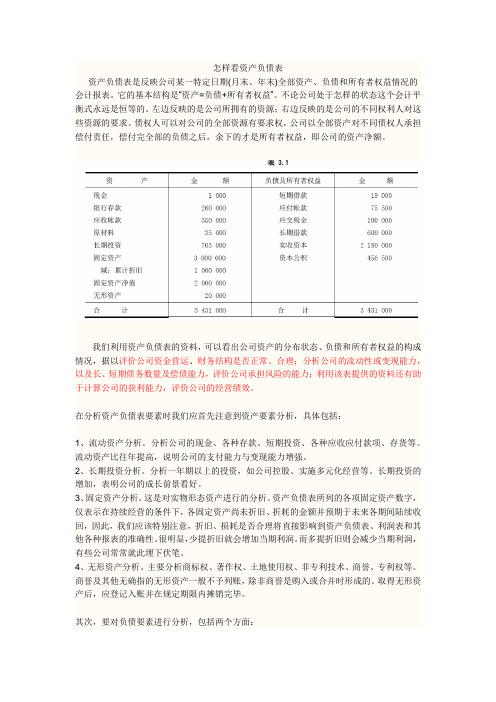 怎样看资产负债表与利润表