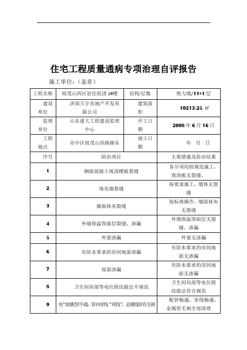 工程质量通病治理评估报告