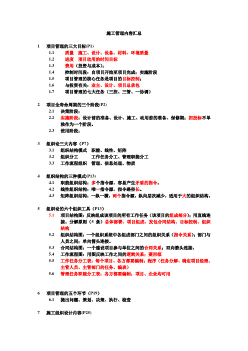 2014年二建施工管理考点汇总