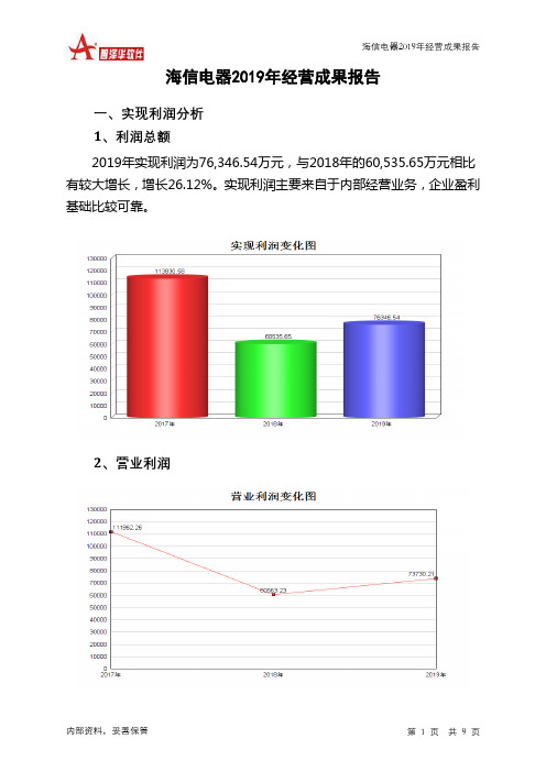 海信电器2019年经营成果报告