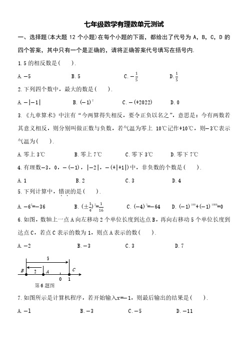 七年级数学有理数单元测试