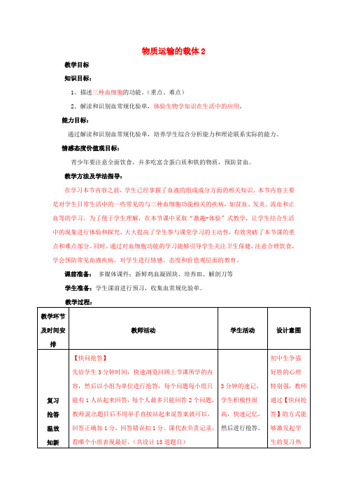 《物质运输的载体》word教案 (公开课获奖)2022年济南版 (2)