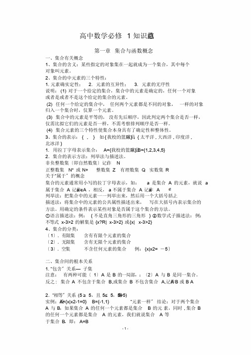 高中数学必修一至必修五知识点总结完整版