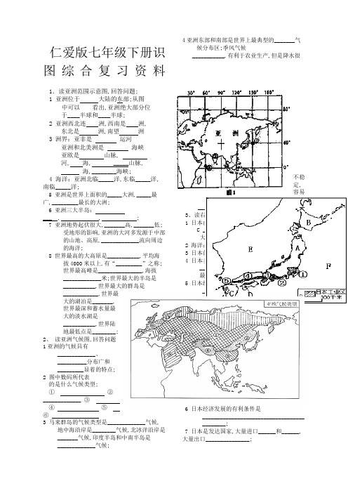 七年级下册地理识图综合复习题