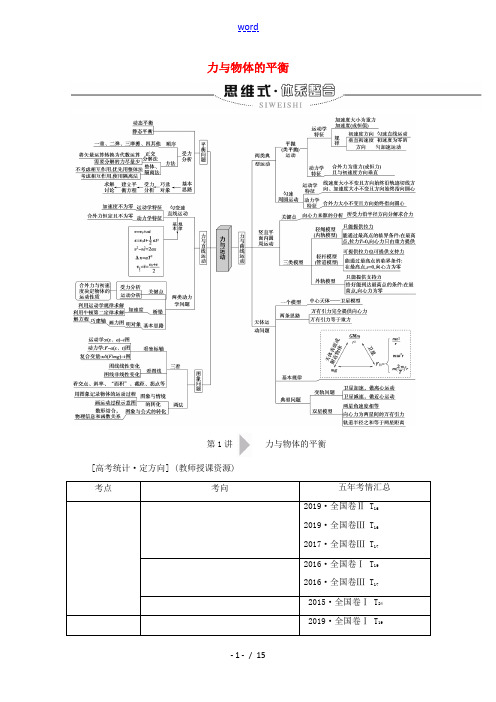 高考物理二轮复习 第1部分 专题1 力与运动 第1讲 力与物体的平衡教案-人教版高三全册物理教案