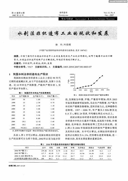 水刺法非织造布工业的现状和发展