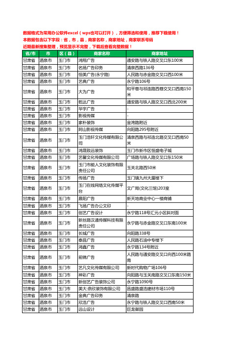 2020新版甘肃省酒泉市玉门市广告有限公司工商企业公司商家名录名单黄页联系电话号码地址大全50家