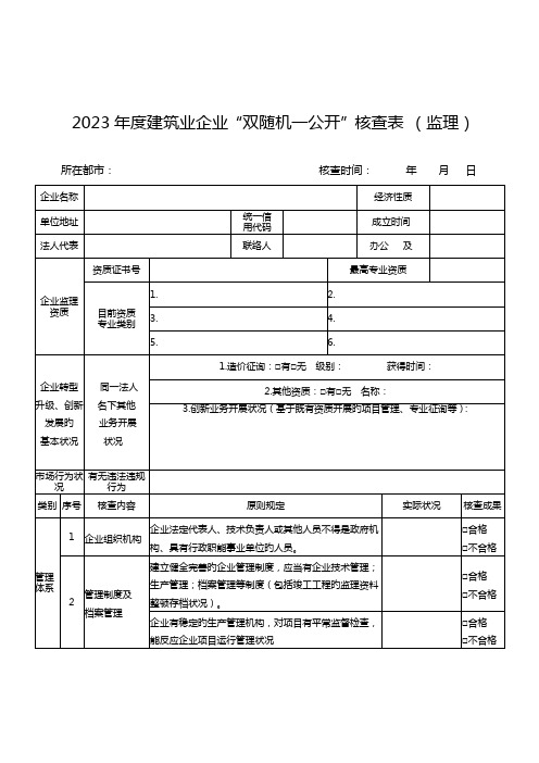 建筑业企业检查表