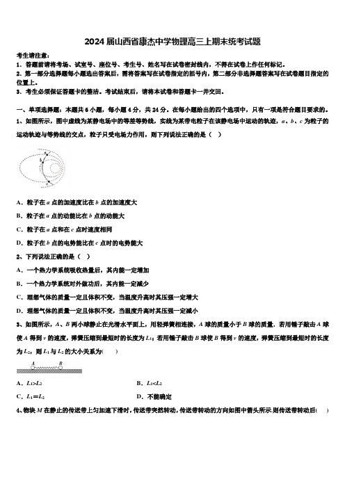 2024届山西省康杰中学物理高三上期末统考试题含解析