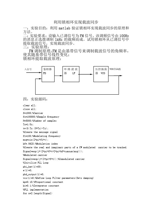 利用锁相环实现载波同步