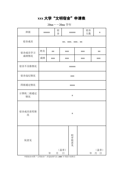 文明宿舍申请表